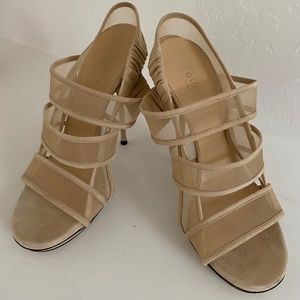 GUCCI Tela Retino 900 Stiletto Sandals in Neutral Lite Tan  37.5 IT  7 7.5 US